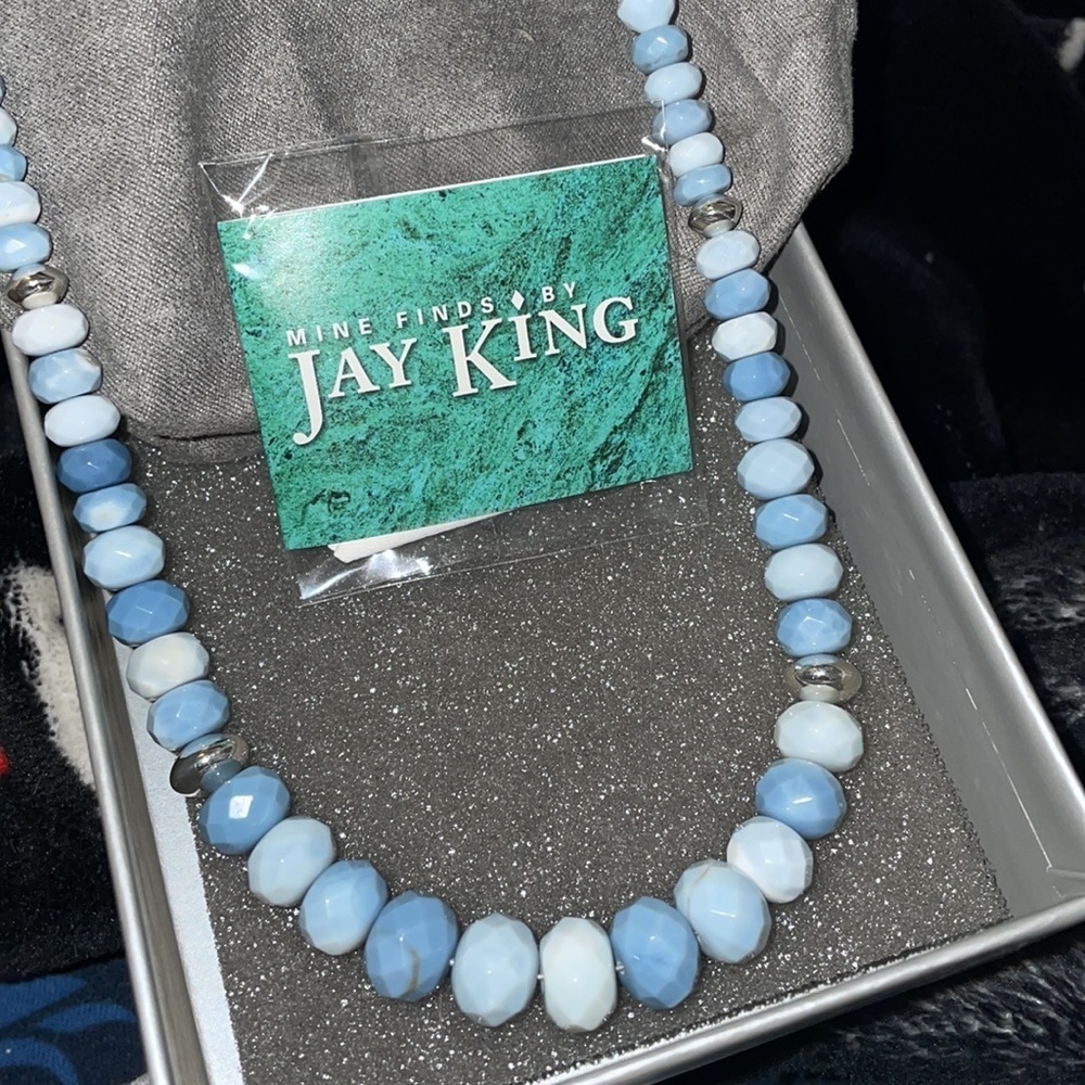 Blue Opal Bead with sterling silver accents Necklace by Jay King - Picture 9 of 13